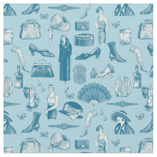 blue art deco 1920s flapper glamour feminine  fabric