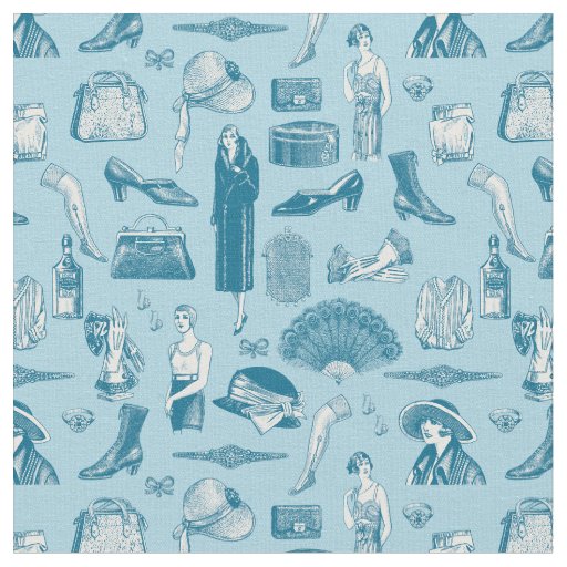 blue art deco 1920s flapper glamour feminine  fabric
