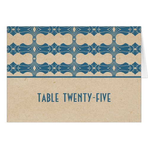 Blue Art Deco Border Table Number Card