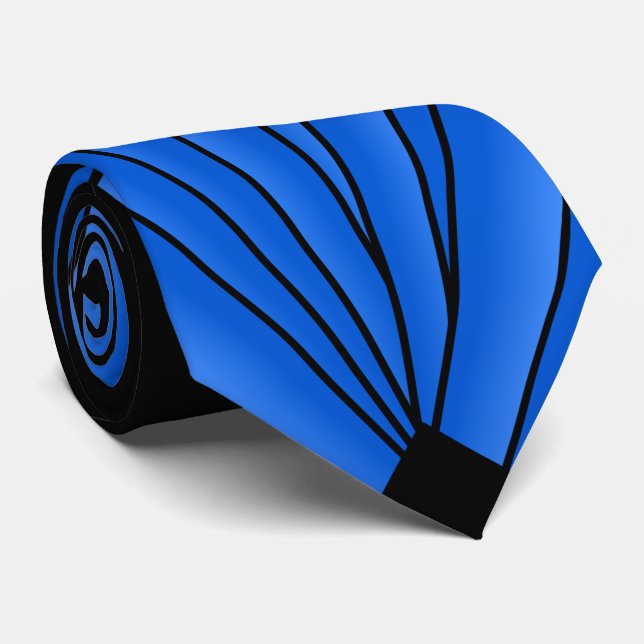 Blue Art Deco Design Neck Tie (Rolled)