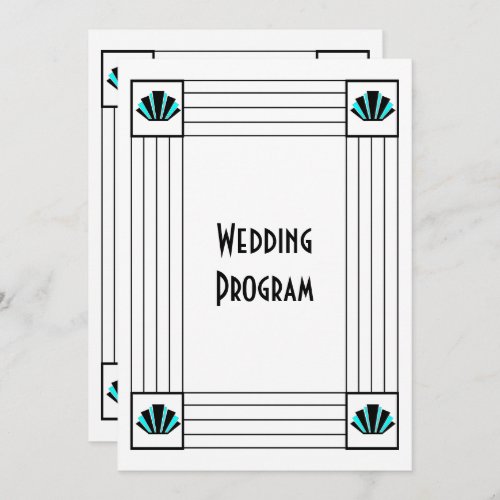 Blue Art Deco Design Wedding Program