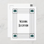 Blue Art Deco Design Wedding Reception Postcard