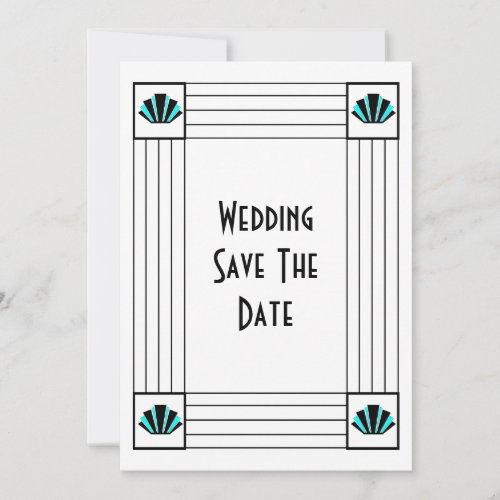 Blue Art Deco Design Wedding Save The Date