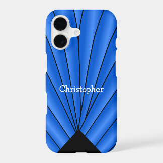 Blue Art Deco Fan Design iPhone 17 Case