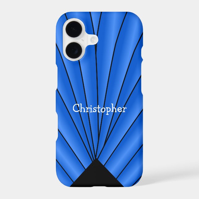 Blue Art Deco Fan Design Case-Mate iPhone Case (Back)
