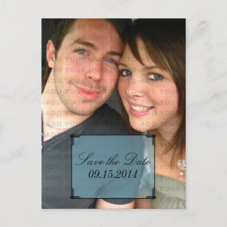 Blue Art Deco Frame Save the Date Postcard