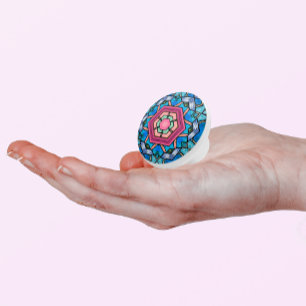 Blue Art Deco Geometric Glass - Vintage Inspired Ceramic Knob