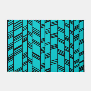 Blue Art Deco Lines Doormat