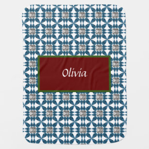 Blue Art Deco Pattern Baby Blanket