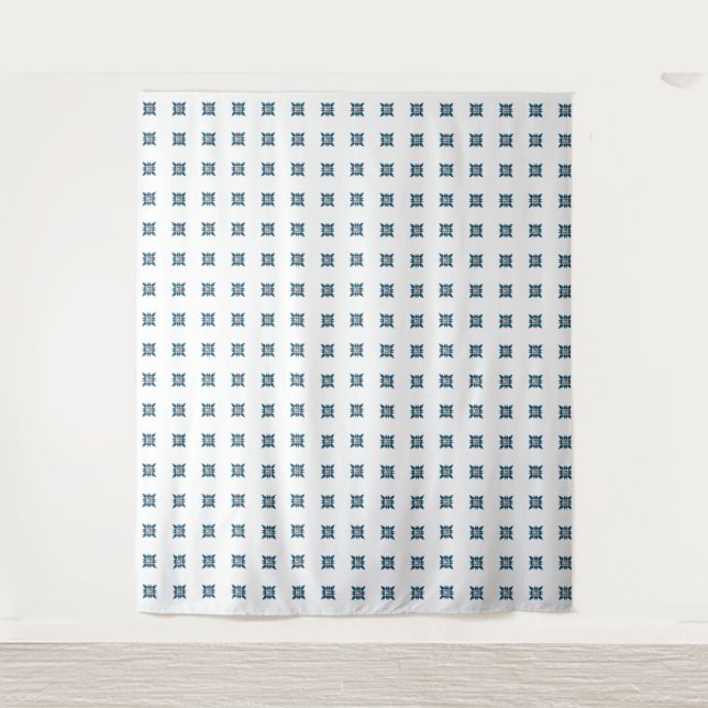 Blue Art Deco Pattern Tapestry (Front)