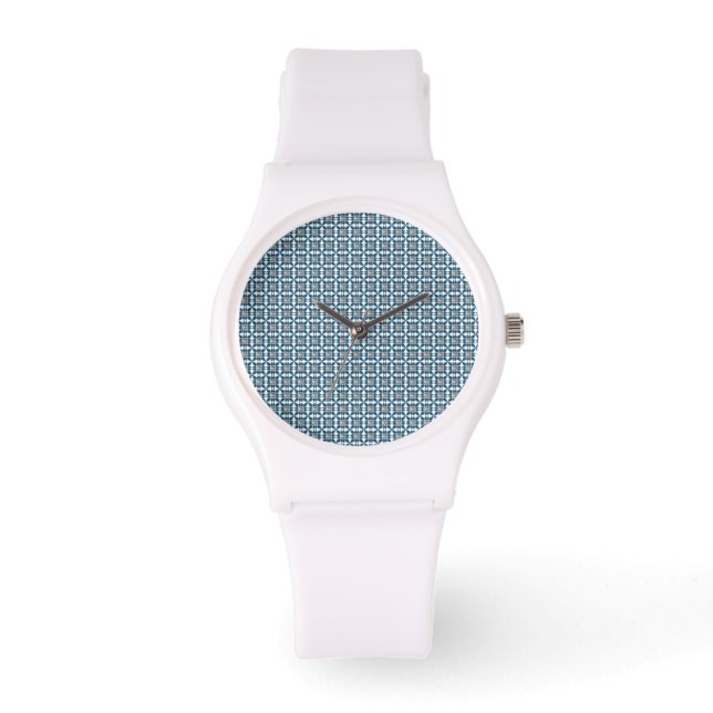 Blue Art Deco Pattern Watch (Front)