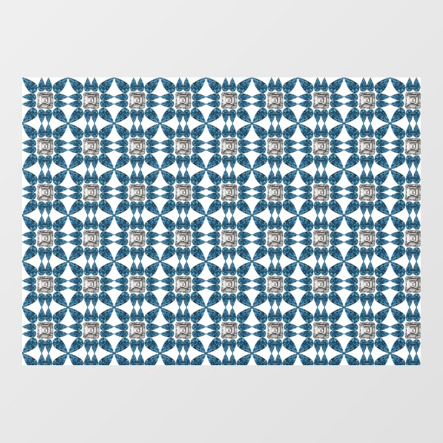 Blue Art Deco Pattern Window Cling (Sheet)