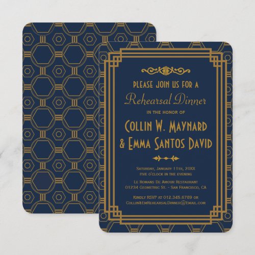 Art Deco Rehearsal Dinner Invitations