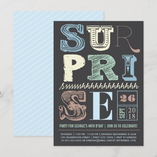 Art Deco Surprise Party Adult Birthday Invitation