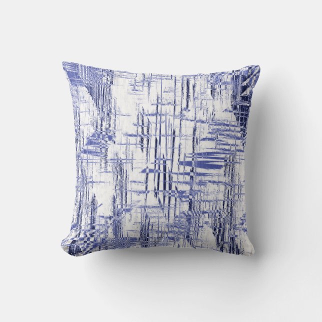 Blue Art Deco Throw Pillow (Front)