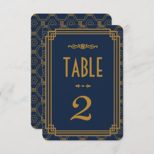 Blue Art Deco Wedding Table Numbers