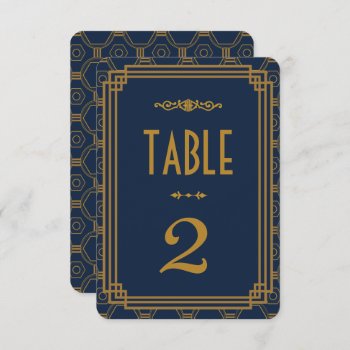 Blue Art Deco Wedding Table Numbers by RenImasa at Zazzle
