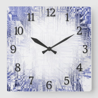 Blue Art Deco with Black Numbers Square Wall Clock