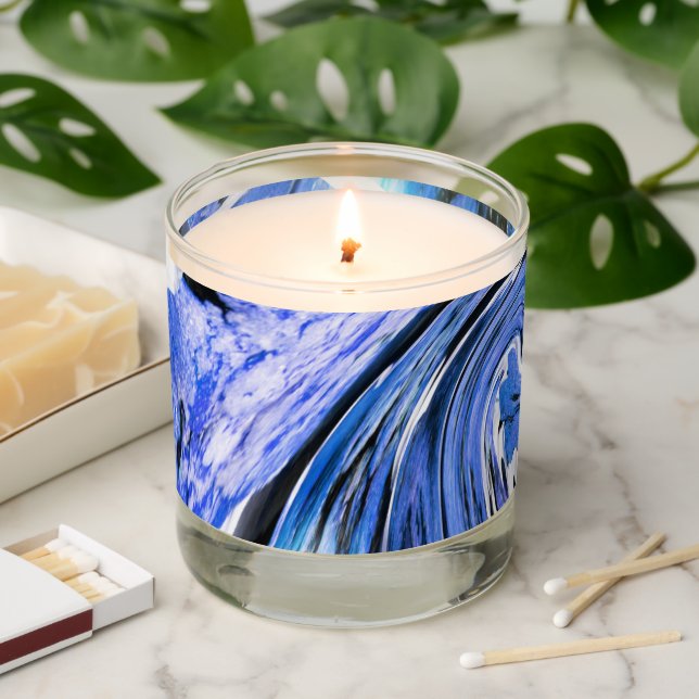 Blue art decorative Christmas Scented Candle (Lit)
