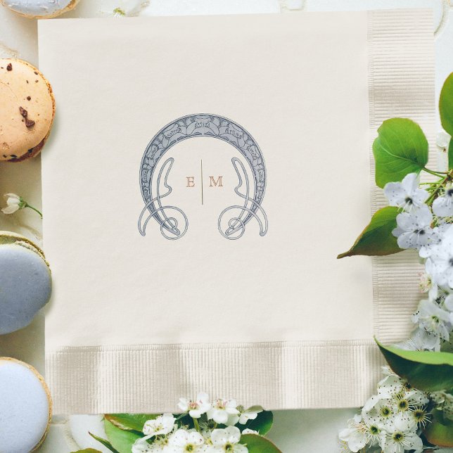 Blue Art Nouveau Monogram Initials Table Decor Napkins (Creator Uploaded)
