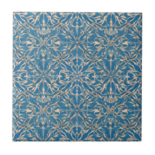 Blue Art Nouveau Moroccan Ethnic Ceramic Tile