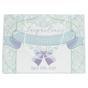 Blue Art Nouveau Princess Birthday Large Gift Bag