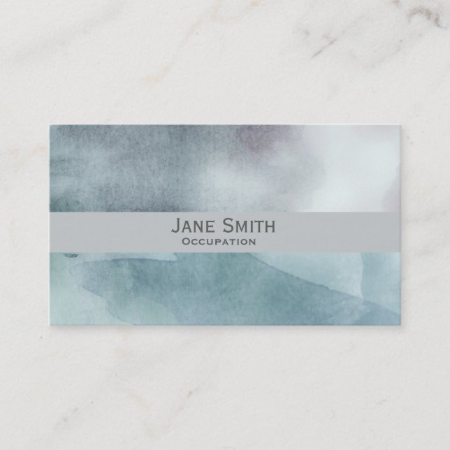 Blue art watercolour modern stylish business card (Front)
