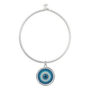 Blue Artistic Evil Eye Design Bangle Bracelet