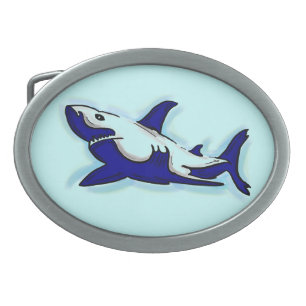Blue artistic shark belt buckle