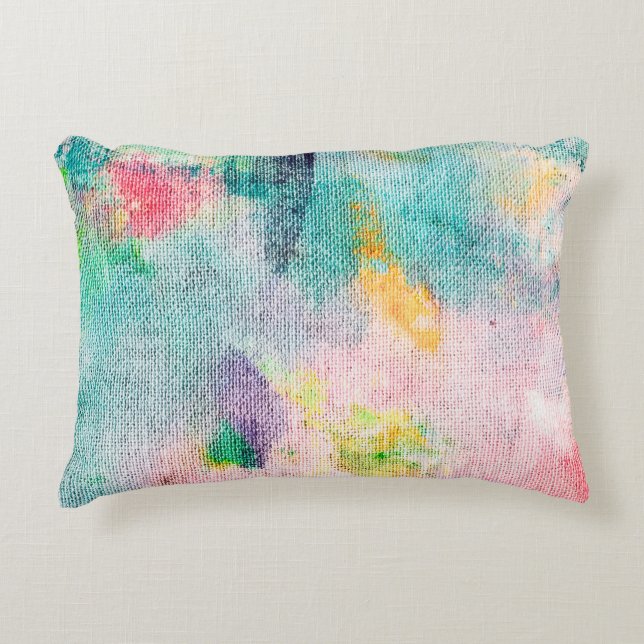 Blue Artistic. White Contemporary Presentation. Ti Accent Pillow (Front)