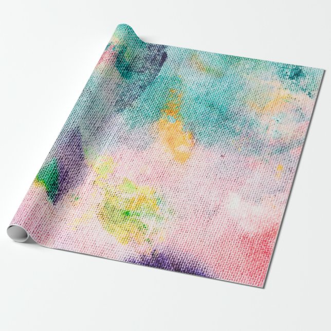 Blue Artistic. White Contemporary Presentation. Ti Wrapping Paper (Unrolled)