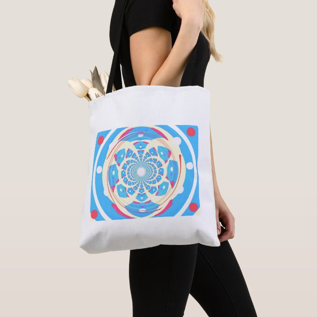 Blue Artsy Dimensional Design Tote Bag (Close Up)