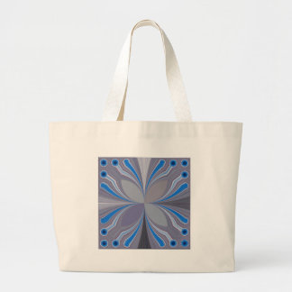Blue Ash Gray Polka Dot Texture Art Print Large Tote Bag