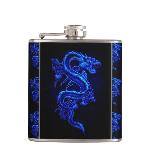 Blue Asian Dragon Flask