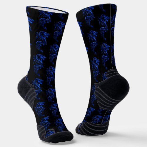 Blue Asian Dragons Socks