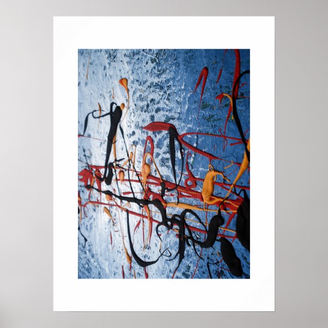 Blue Asian Painting Abstract Poster Print (Front)