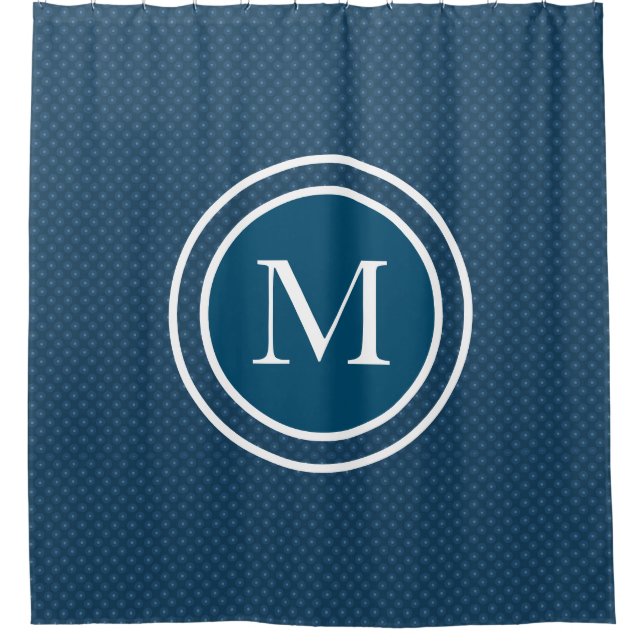 BLUE ASIAN PATTERN CUSTOM INITIAL Shower Curtain (Front)