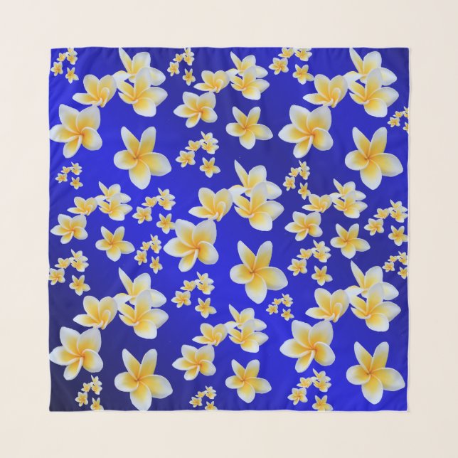 blue,asian, yellow, white, bloom, bright, gold, fl scarf (Front)