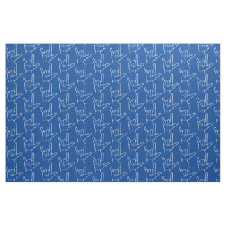 Blue ASL I Love You Patterned Fabric
