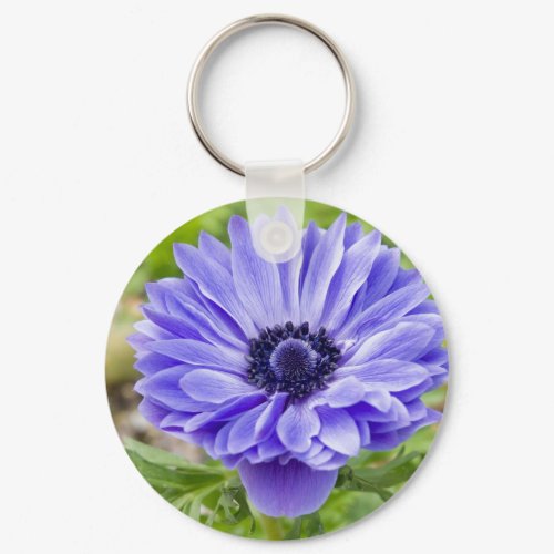 Blue Aster Flower Keychain