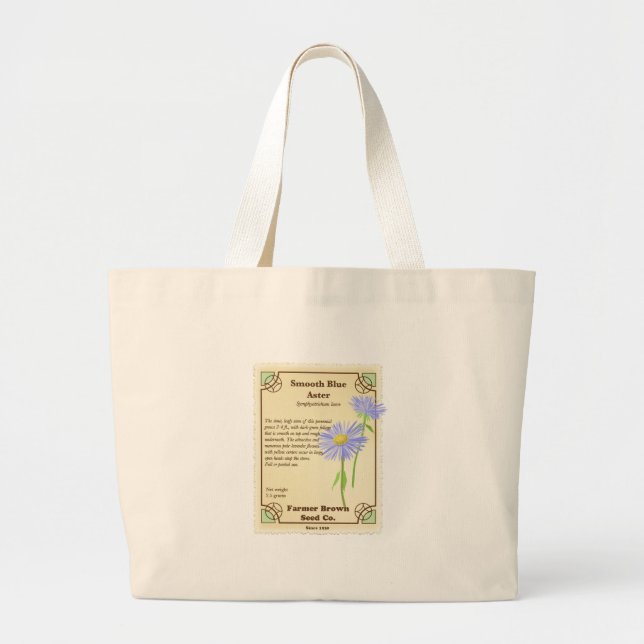Blue Aster Seed Packet Large Tote Bag (Front)