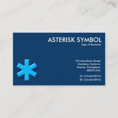 Blue Asterisk Symbol - Dark Blue (003366) Business Card Templates