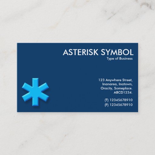 Customizable Blue Asterisk Symbol - Dark Blue (003366) Business Card Templates