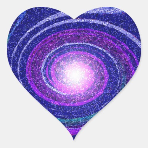Blue astral galaxy mosaic heart sticker