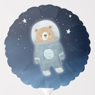 Blue Astronaut Bear Space Baby Shower Balloon