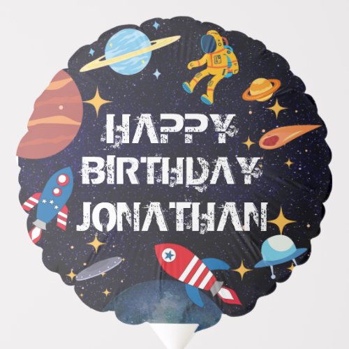 Blue Astronaut Birthday Planets Name Balloon