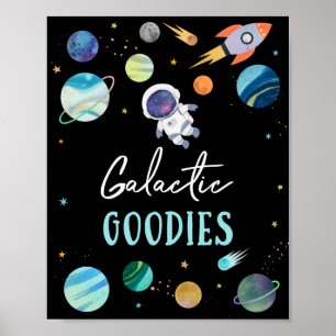 Blue Astronaut Galactic Goodies Birthday Sign