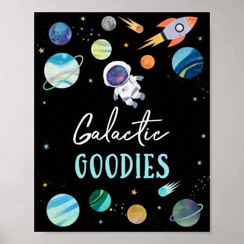 Blue Astronaut Galactic Goodies Birthday Sign