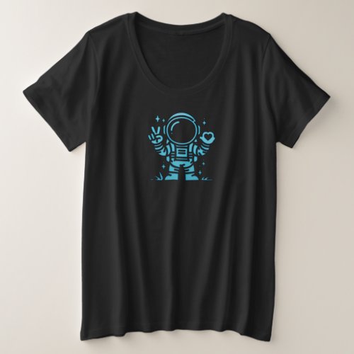 Blue Astronaut is sending love Plus Size T_Shirt