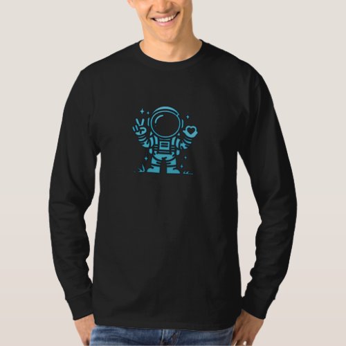 Blue Astronaut is sending love T_Shirt